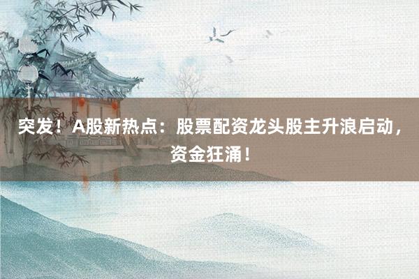 突发！A股新热点：股票配资龙头股主升浪启动，资金狂涌！