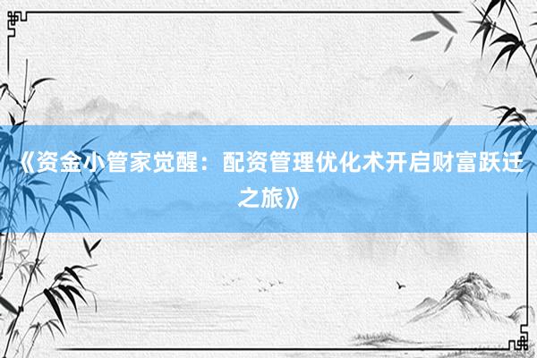 《资金小管家觉醒:配资管理优化术开启财富跃迁之旅》