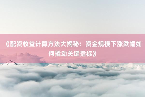 《配资收益计算方法大揭秘：资金规模下涨跌幅如何撬动关键指标》