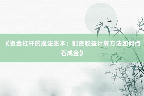 《资金杠杆的魔法账本:配资收益计算方法如何点石成金》
