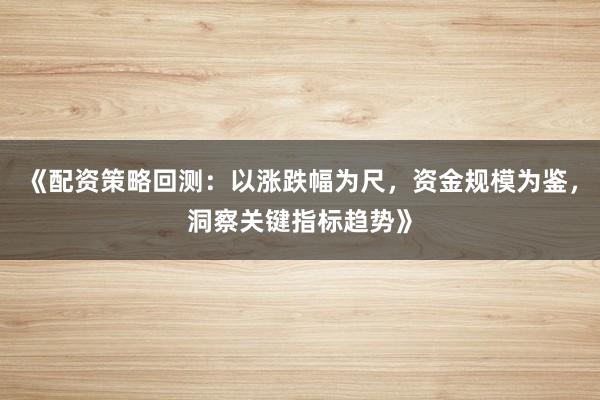 《配资策略回测：以涨跌幅为尺，资金规模为鉴，洞察关键指标趋势》