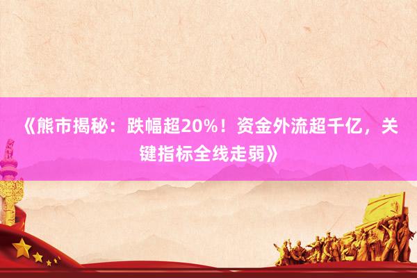 《熊市揭秘：跌幅超20%！资金外流超千亿，关键指标全线走弱》