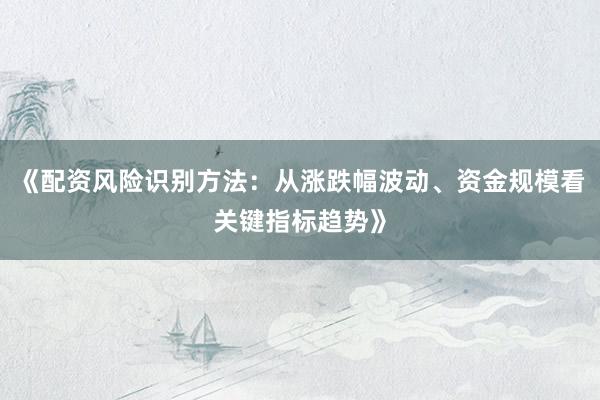 《配资风险识别方法:从涨跌幅波动、资金规模看关键指标趋势》