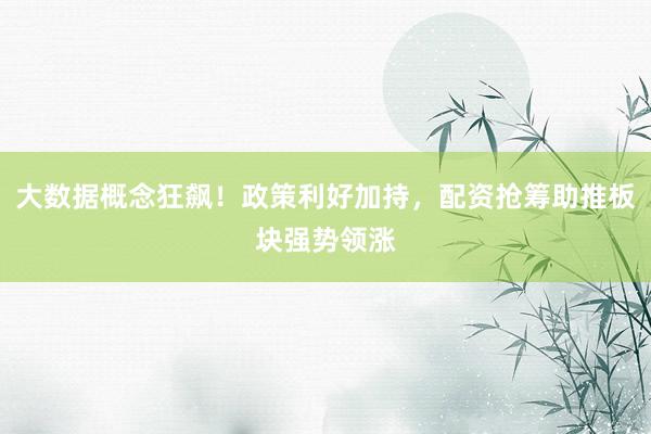 大数据概念狂飙!政策利好加持,配资抢筹助推板块强势领涨