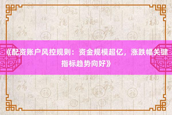 《配资账户风控规则：资金规模超亿，涨跌幅关键指标趋势向好》