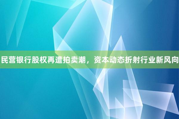 民营银行股权再遭拍卖潮，资本动态折射行业新风向