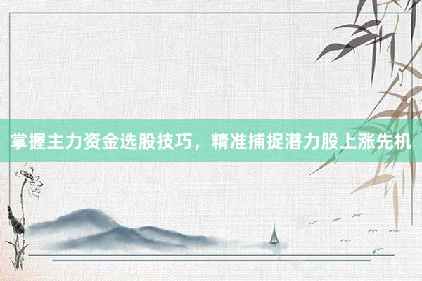 掌握主力资金选股技巧,精准捕捉潜力股上涨先机