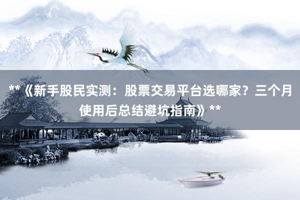 **《新手股民实测：股票交易平台选哪家？三个月使用后总结避坑指南》**