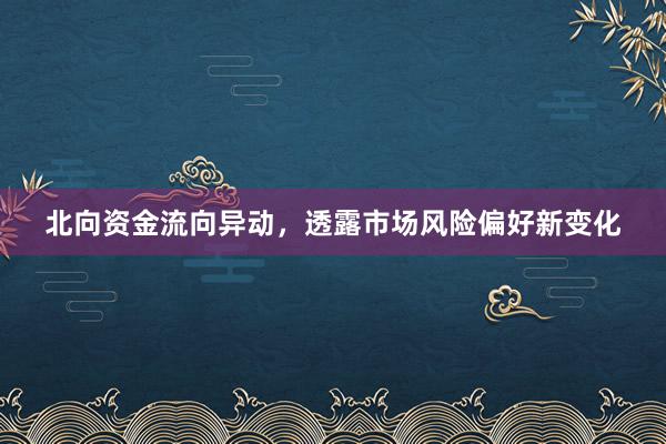 北向资金流向异动，透露市场风险偏好新变化