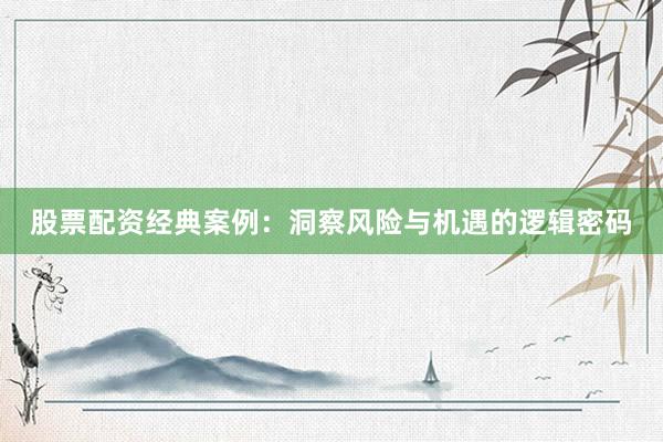 股票配资经典案例：洞察风险与机遇的逻辑密码