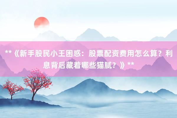 **《新手股民小王困惑：股票配资费用怎么算？利息背后藏着哪些猫腻？》**